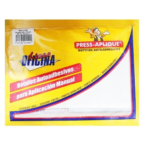 press aplique 49 x 10 x 360 rotulos sobre blanco ref:1144