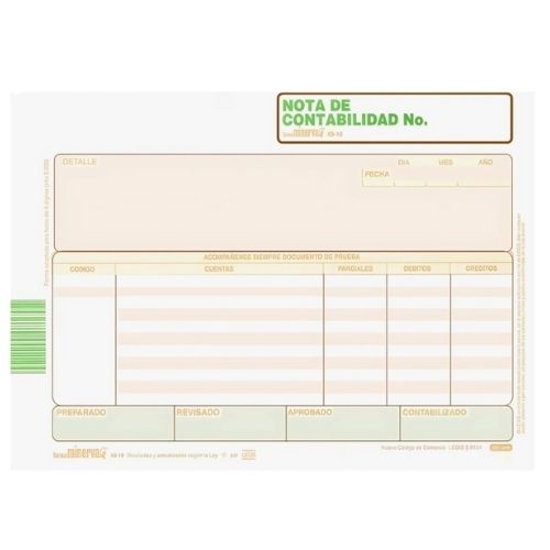 Forma Nota de Contabilidad por 100 Minerva 4010