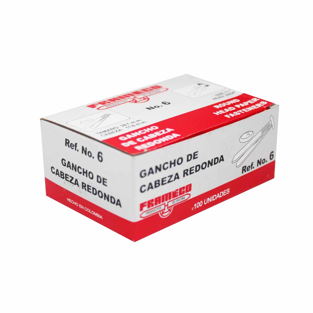 Gancho Expediente Metalico No. 6 Cajita X100u.