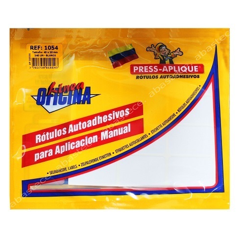 Press Aplique 40 X 25 Sobre Blanco X 240 Rotulos Ref:1054