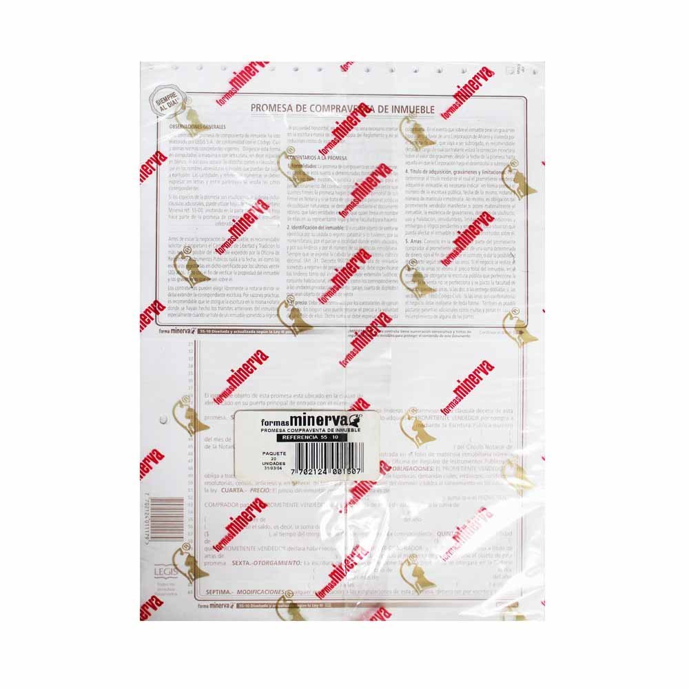 Promesa de Compraventa Inmueble Minerva 5510 Paq.x12