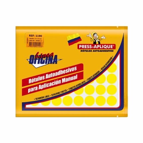 Press Aplique 13 Mm X1064 Rotulos Sobre Amarillo Ref: 1190