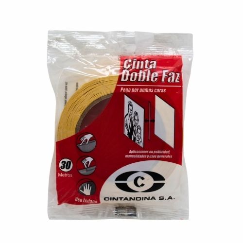 Cinta Adhesiva Doble Faz Transparente Cintandina 24mm x 30m