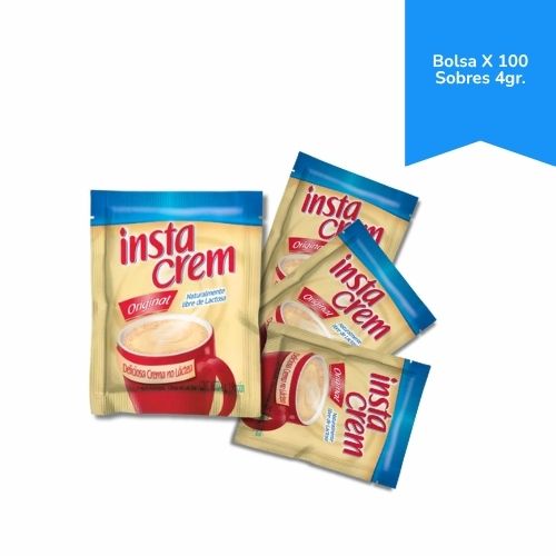 Crema No Lactea Instacrem Original Bolsa X 100 Sobres 4gr.