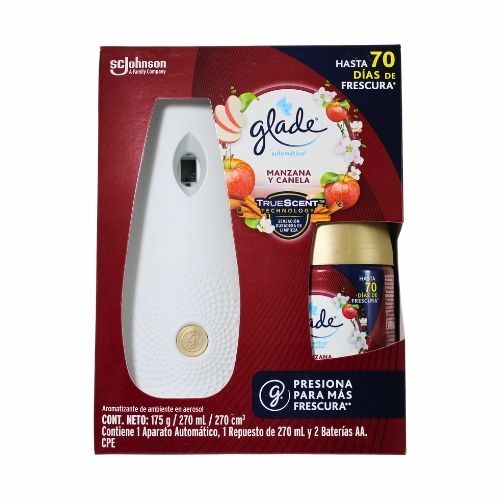 Ambientador Glade Aerosol 175g + Aparato Manzana Canela