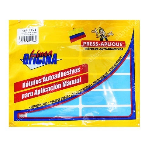 press aplique sobre 75 x 20  azul x 150u.  ref:  1101