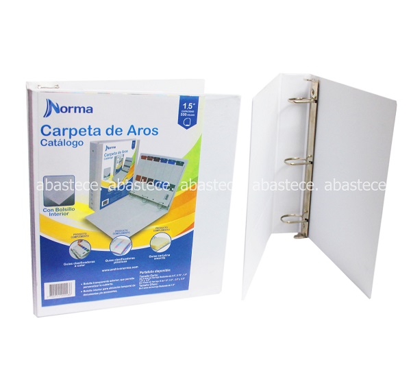 Pasta 3 Argollas 105 1.5 Pulgadas Blanca Norma Herraje en D 500258