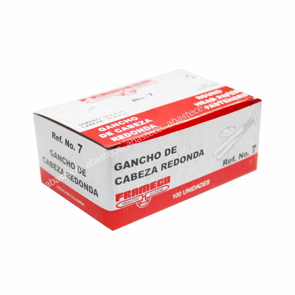 gancho expediente metalico no. 7 cajita x 100u.