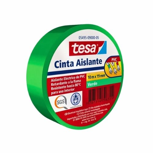 Cinta  Aislante Verde 19mm X 10mts.
