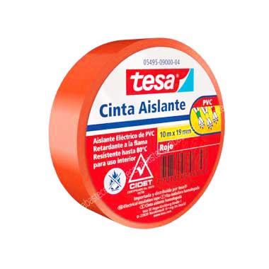 cinta aislante roja 19mm x 10mts.