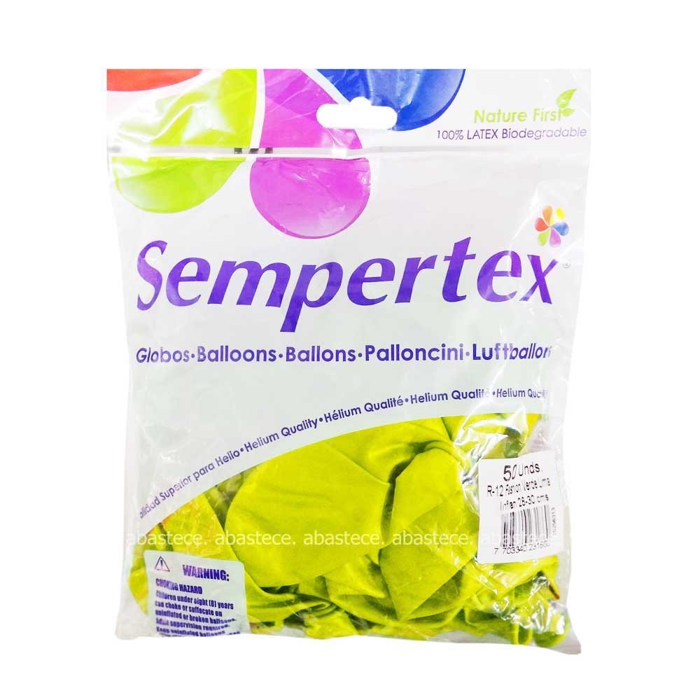 Globos paquete x 50u. Sempertex Ref: R-12 color amarillo