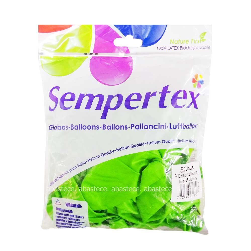 Globos Paquete x50u. Sempertex Ref: R-12 Color Verde