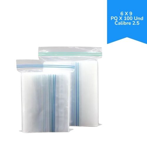 Bolsa Cierre Hermetico 6x9 Paquetes x100u. Calibre 2.5