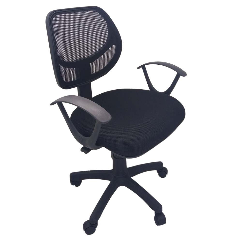 silla mali erg. espaldar malla negra con brazos 003-0794