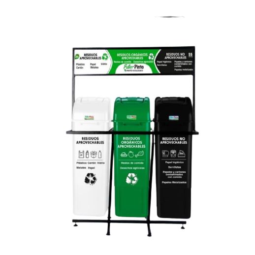 Punto Ecologico Vaiven 55 Lts Blanco-Verde-Negro Fuller Pinto