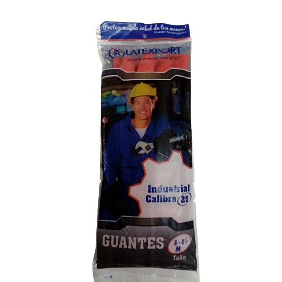 Guante Industrial ROJO (Manejo Residuos Biologicos) Calibre 25 Talla 8 - 8.5