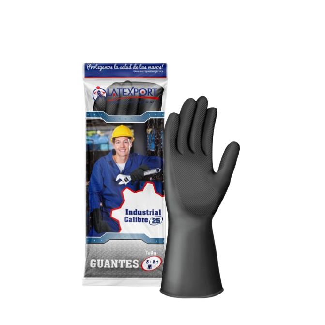 Guante Industrial Negro Calibre 25 Talla 9 - 9.5
