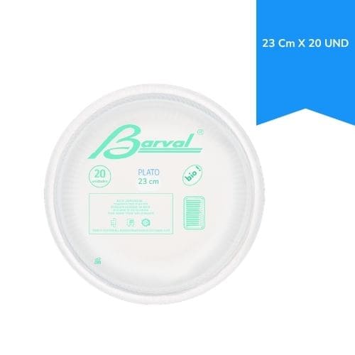 Plato Desechable Blanco Carton Grande 23 Cm X20u.