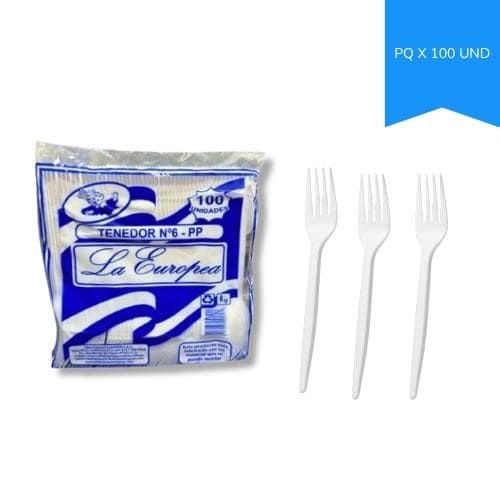 Tenedor Plastico Desechable Grande Paq.x 100u.