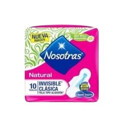 Toallas Higienicas Nosotras Invisible Clasica con Alas  Paq x 10u