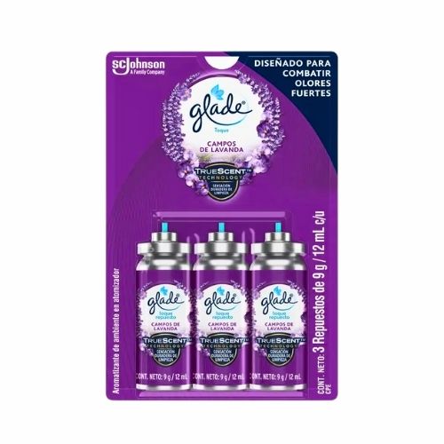 Ambientador Glade Toque Repuesto Campos de Lavanda 9g x 3u