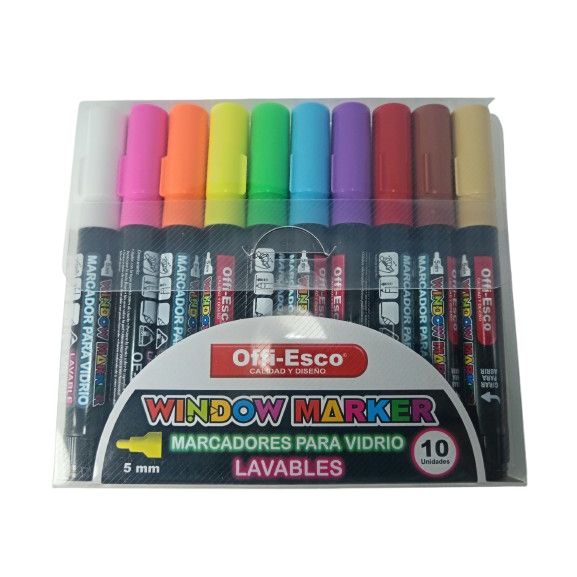 Marcador para Vidrio Lavable P. Redonda 5mm x10u. Surt. OE-552