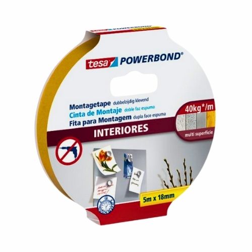 Cinta Doble Faz Espuma Tesa Interiores 18mm X 5 Mts.