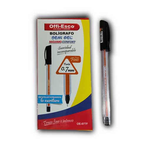 Esfero Offi-Esco OE-077F Semi Gel Negro 0.7 Tapa
