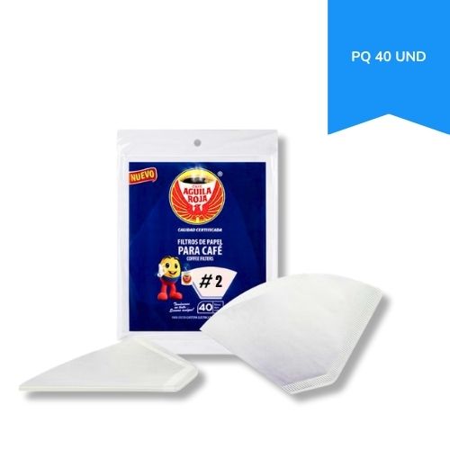Filtro Para Cafe Papel No 2 Tipo Cono Aguila Roja Paq.x 40u