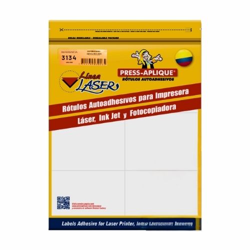 Press aplique 107.9 x 93.1 carpeta laser x 180 rótulos Ref: 3134