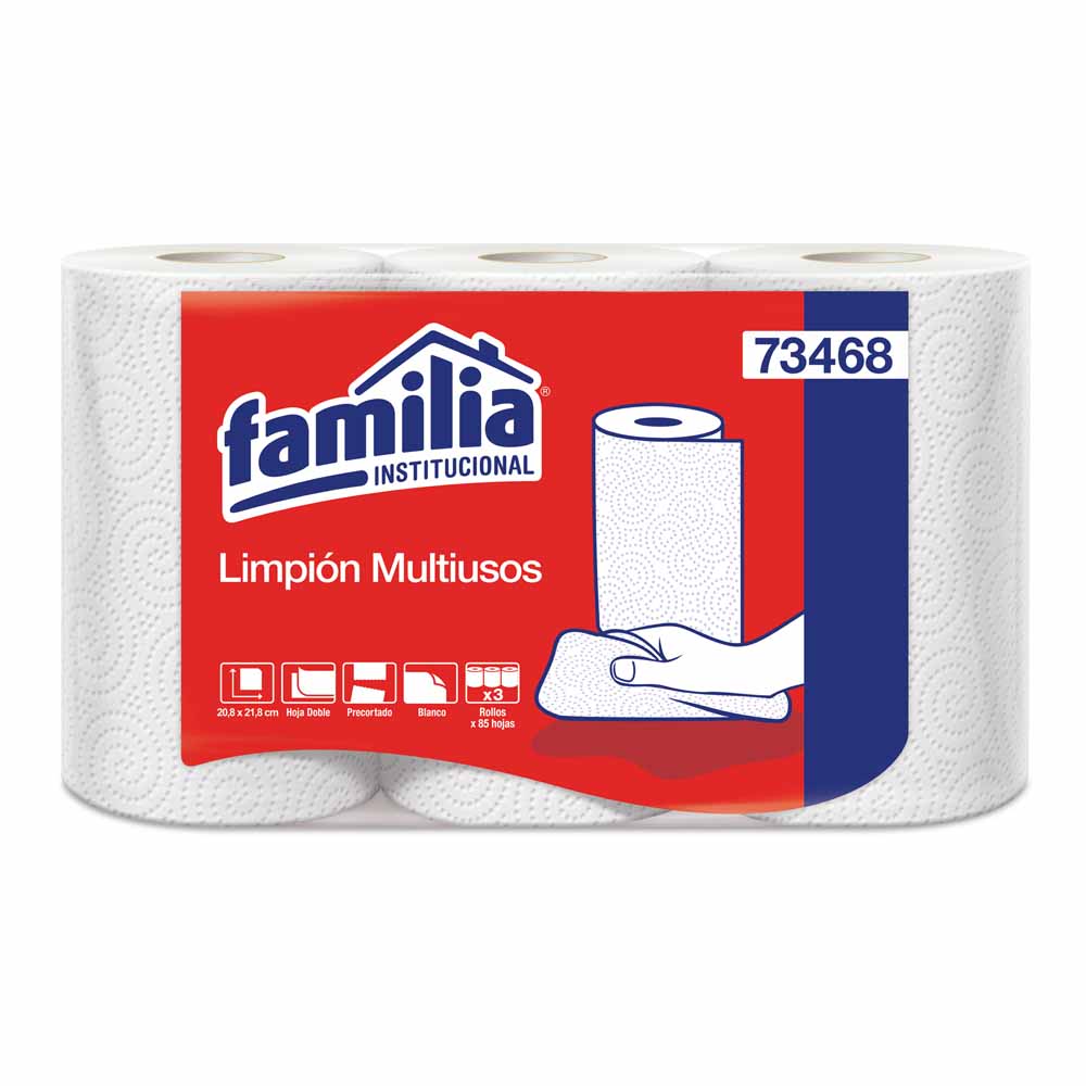 Limpion Multiusos Familia Blanco Doble H. Paq.x3 Rollos X 85H 73468