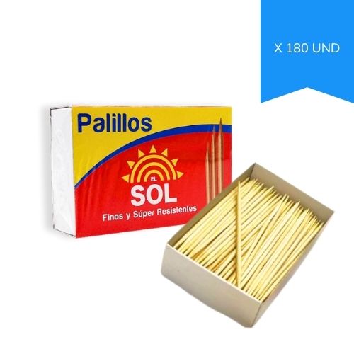 Palillo de Madera Redondo Caja por 180 Unidades