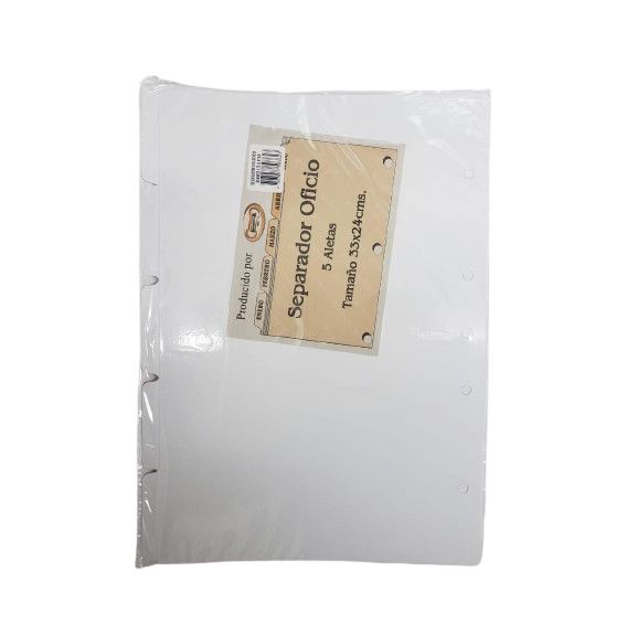Guia Clasificadora Oficio Blanca(paquete X 5 Cartulinas)