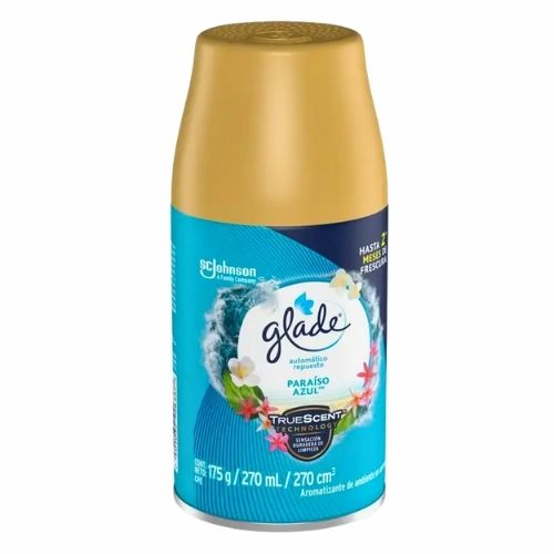 Ambientador Glade Aerosol Autom. Repto Paraiso Azul 175gr.