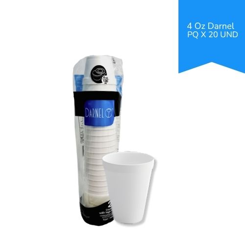 Vaso Icopor Desechable Blanco 4 Oz Darnel Por 20 U