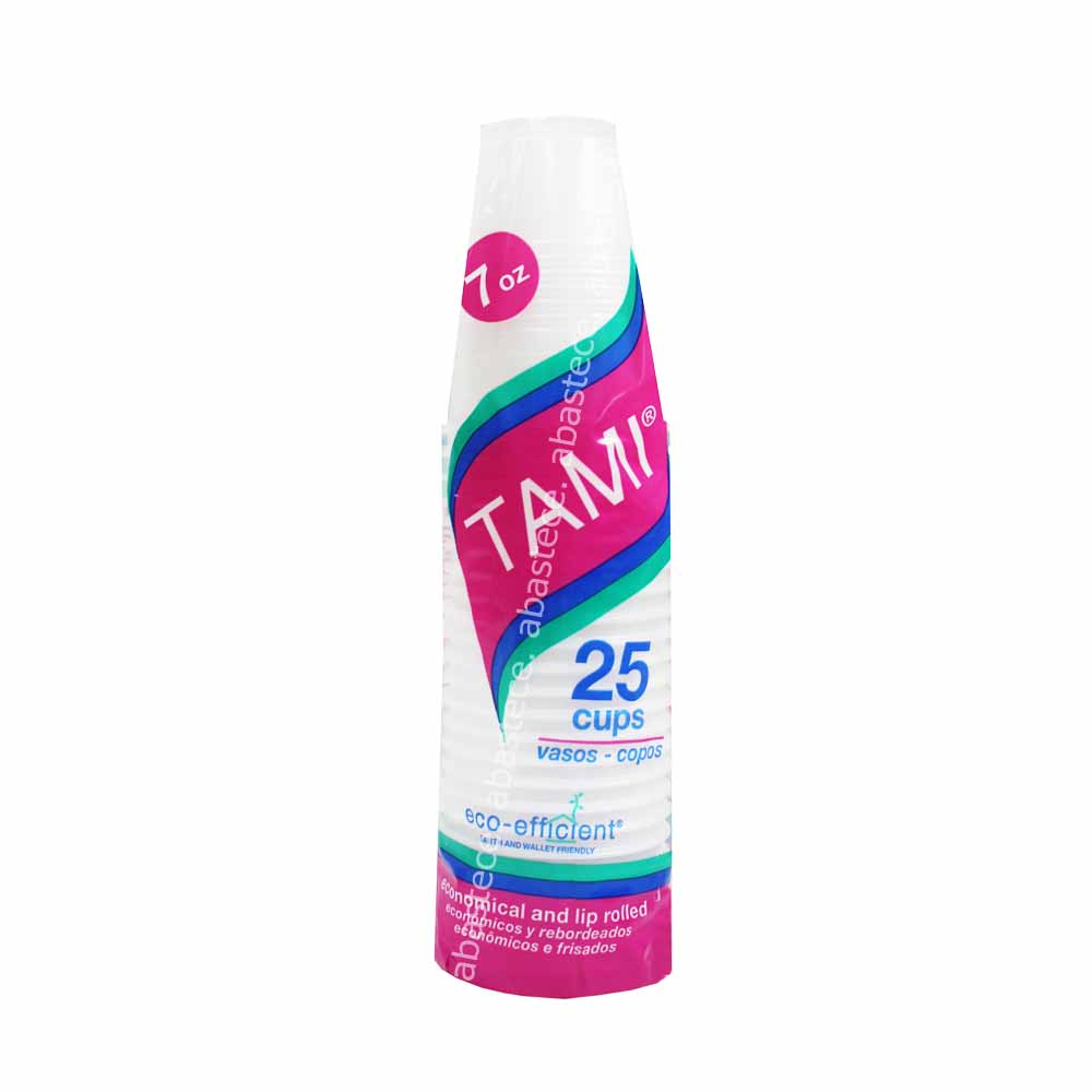 Vaso Plastico Desechable Transparente 7 Oz Tami Paq.x 25u