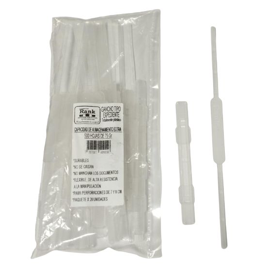 Gancho Legajador Plastico Tipo Expediente Paquete por 20 Rank