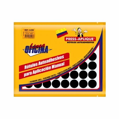 Press Aplique 13 Mm X 1064 Rotulos Sobre Negro Ref: 1198