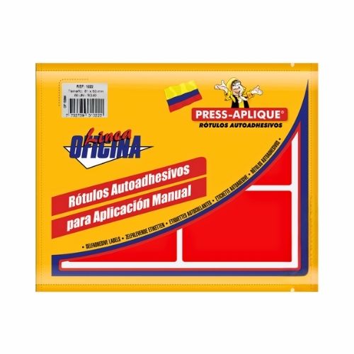 press aplique 81 x 53 rojo sobre x 60u. ref: 1022