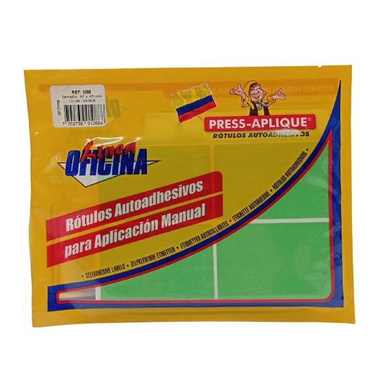 press aplique 67 x 45 verde sobre x 72u. ref:  1088