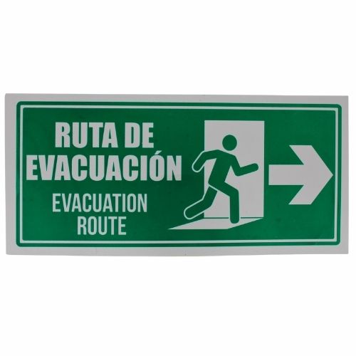 Señalizacion 30x14cms Ruta de Evacuacion Flecha Derecha