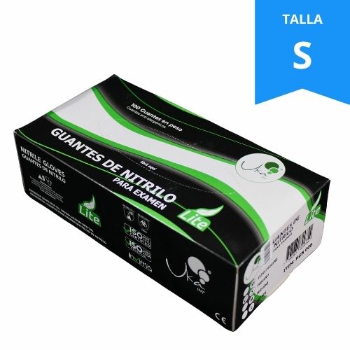 Guante Nitrilo Negro No Esteril Sin Talco Talla S Caja x 100u.