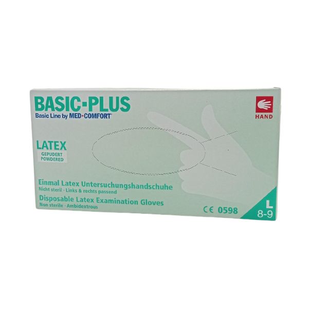 Guante Latex  Para Examen No Esteriles Con Talco Talla L Caja 100 U