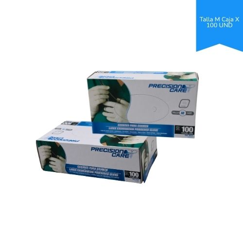 Guante Latex Para Examen No Esteriles Con Talco Talla M Caja x 100u.