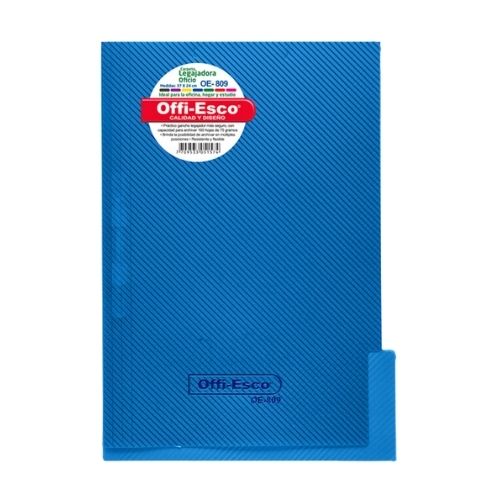 Folder Plastico Oficio Con Gancho Azul 