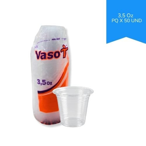 Vaso Desechable Transparente 3.5 Onzas Marca WAU Paq.x50u.
