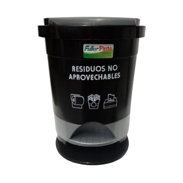 Papelera Pedal Redonda Negra 12 Lts Fuller Pinto