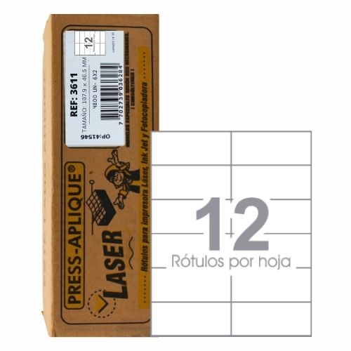 press aplique 107.9 x 46.5 caja laser x 4800u.  ref: 3611