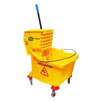 Carro con balde exprimidor amarillo 36l.