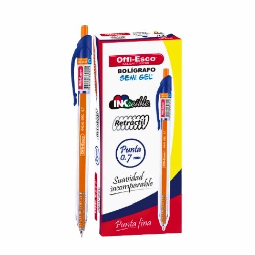 Esfero Offi-Esco OE-052F Semi Gel Azul  0.7 Retractil